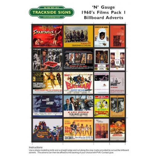 1960's Films - Billboard Sheets - Pack 1 - 'N' Gauge