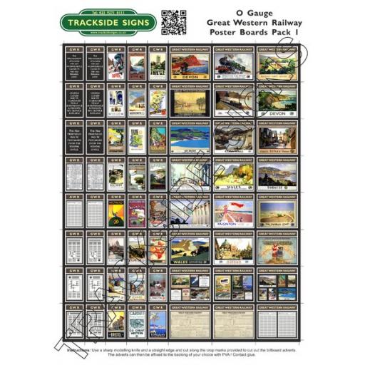 GWR Poster Board Sheets Pack 1 - 'O' Gauge