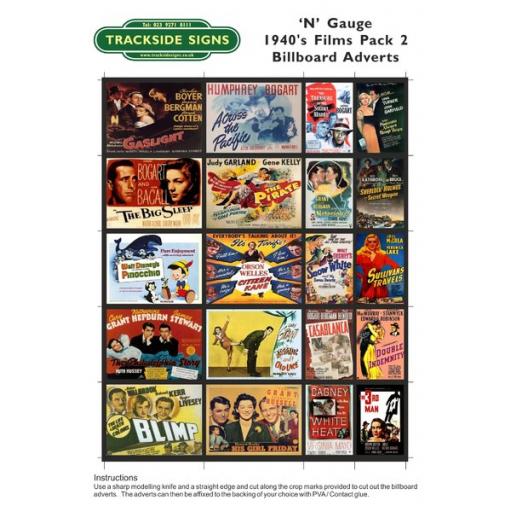 1940's Films - Billboard Sheets - Pack 2 - N Gauge