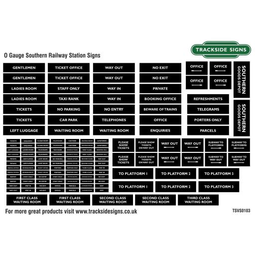 Southern Railway Black - General Station Signs - O Gauge