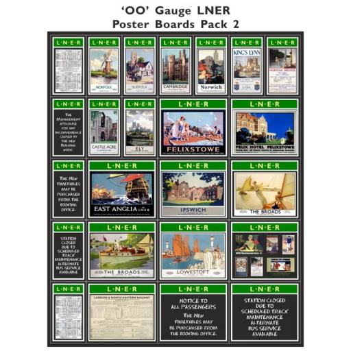 Die Cut Self Adhesive LNER (Green & Cream) Poster Boards Pack 2