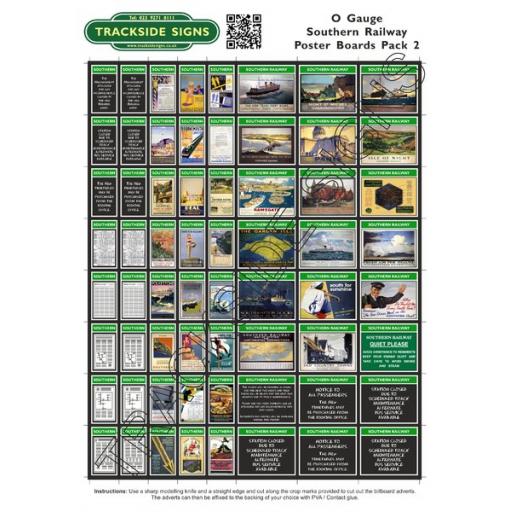 Southern Railway Poster Board Sheets Pack 2 O Gauge