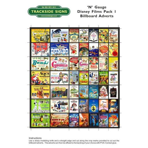 Disney Films Billboard Sheet Pack 1 - N Gauge