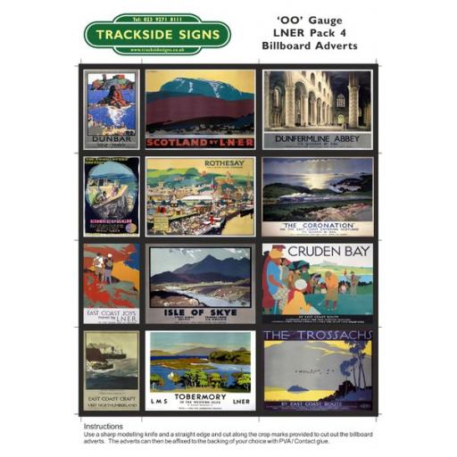 LNER Billboard Sheets Pack 4 - OO Gauge