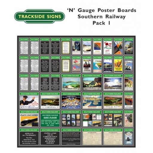 Die Cut Southern Railway Poster Boards (Green) Pack 1 - N Gauge