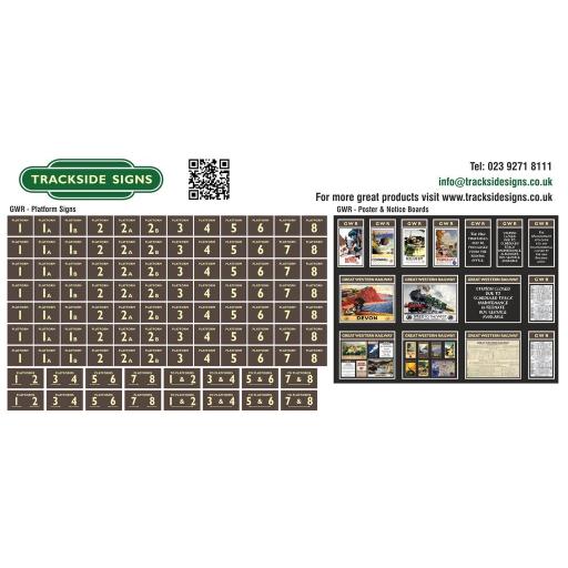 GWR - Platform Numbers and Posterboards - Brown and Cream - OO Gauge