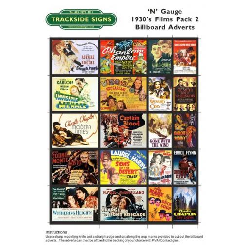 1930's Films - Billboard Sheets - Pack 2 - N Gauge