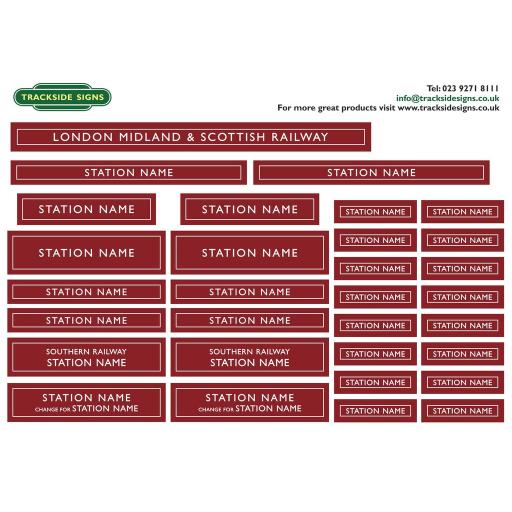 LMS - Full Station Sign Set - O Gauge - 2 Colour Options available