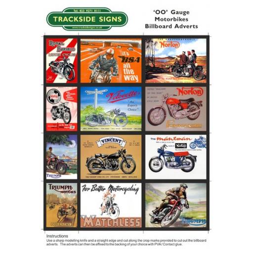 Motorbike Billboard Sheets Pack 1 - 'OO' Gauge