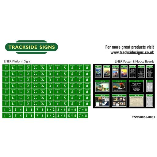 LNER - Platform Numbers and Posterboards - Green and White - N Gauge