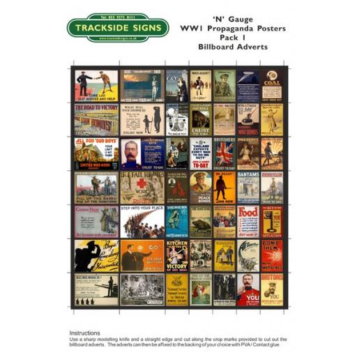 WW1 Propaganda Billboard Sheets Pack 1 - 'N' gauge - 2mm