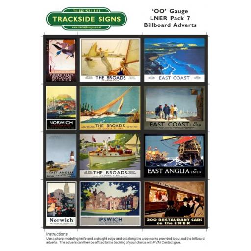 LNER Billboard Sheets Pack 7 - 'OO' Gauge