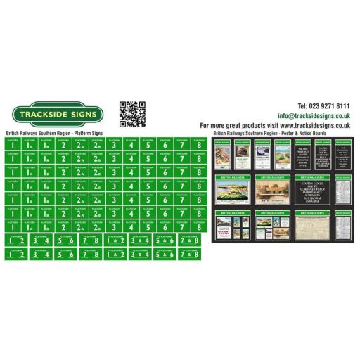 British Railways Southern Region Platform Numbers and Posterboards - OO Gauge