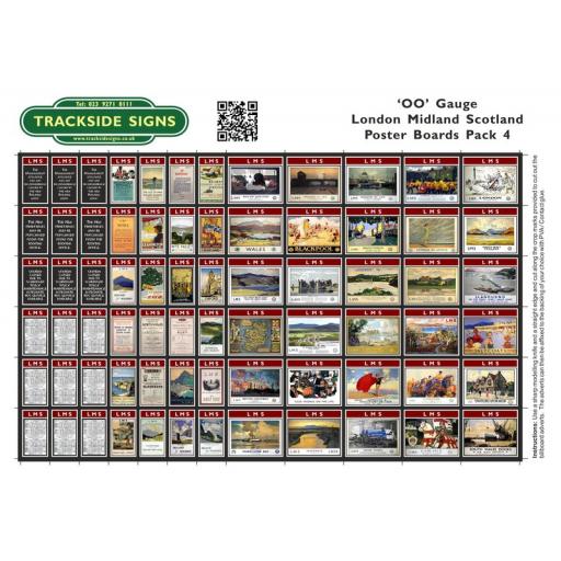 LMS Station Poster Board Sheets Pack 4 - 'OO' Gauge