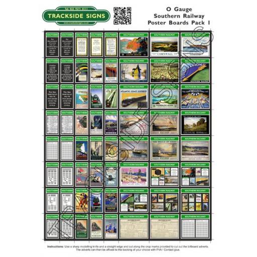 Southern Railway Poster Board Sheets Pack 1 O Gauge