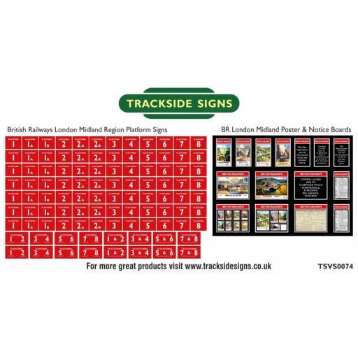 British Railways London Midland Region Platform Numbers and Posterboards - N Gauge