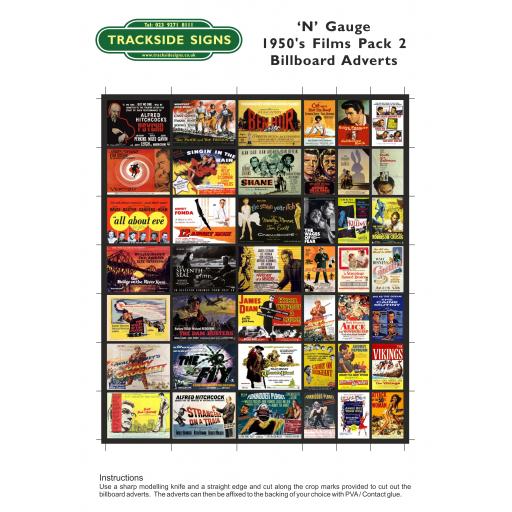 1950's Films - Billboard Sheets - Pack 2 - 'N' Gauge