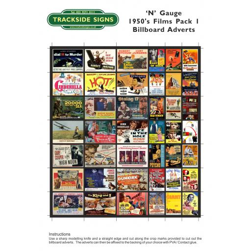 1950's Films - Billboard Sheets - Pack 1 - 'N' Gauge