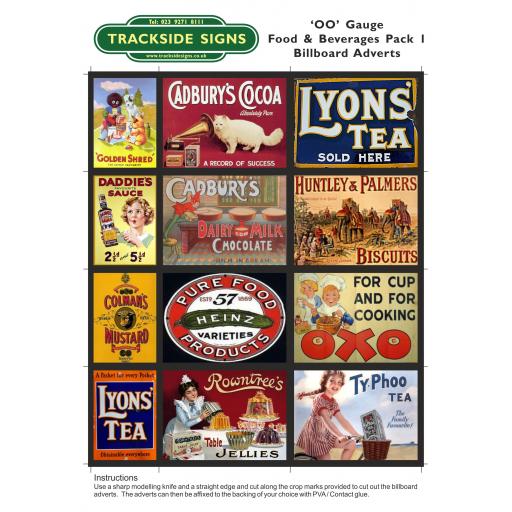 Food & Beverages Billboard Sheets Pack 1 - OO Gauge