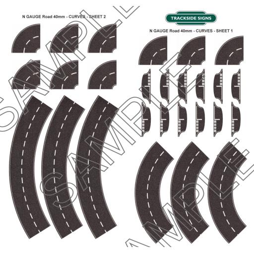 N Gauge 40mm Curved Road Layout Sheet