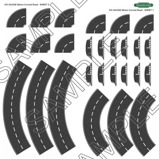 OO Gauge 66mm Curved Road Layout Sheet