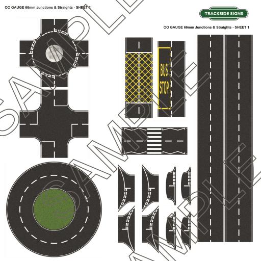 OO Gauge 66mm Junctions & Straight Road Sheet