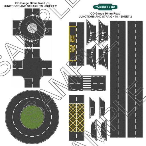 OO Gauge 80mm Junctions & Straight Road Sheet