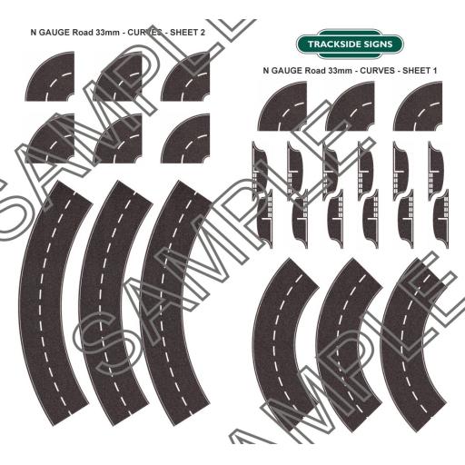 N Gauge 33mm Curved Road Layout Sheet